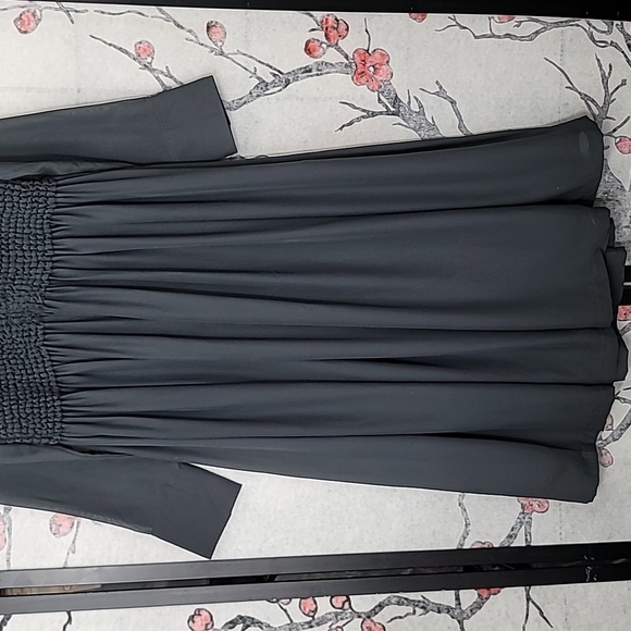 GANNI Ruffled-Collar Smocked Chiffon Dress Size 32 Or Size 0 - Picture 6 of 16